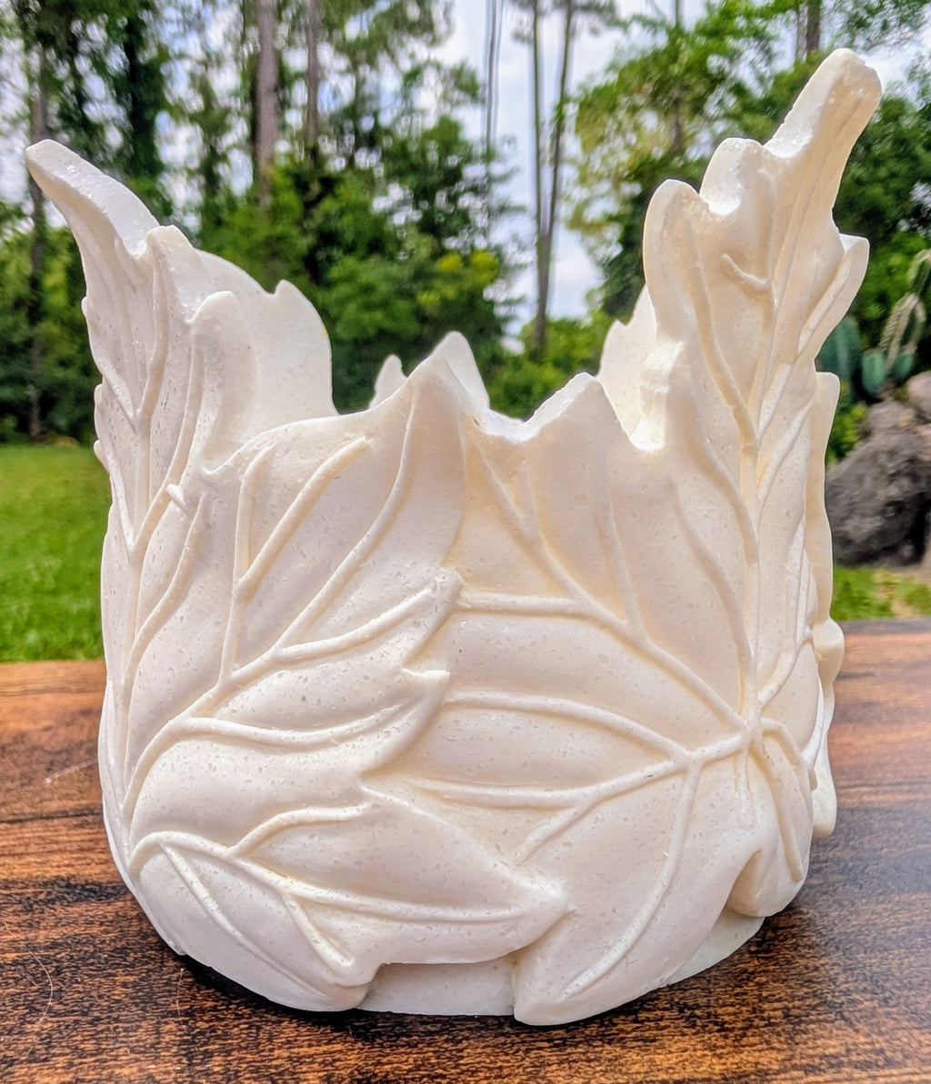 Bath & Body Works Faux Marble Leaf Candle Holder | Ivory Sparkle Decor