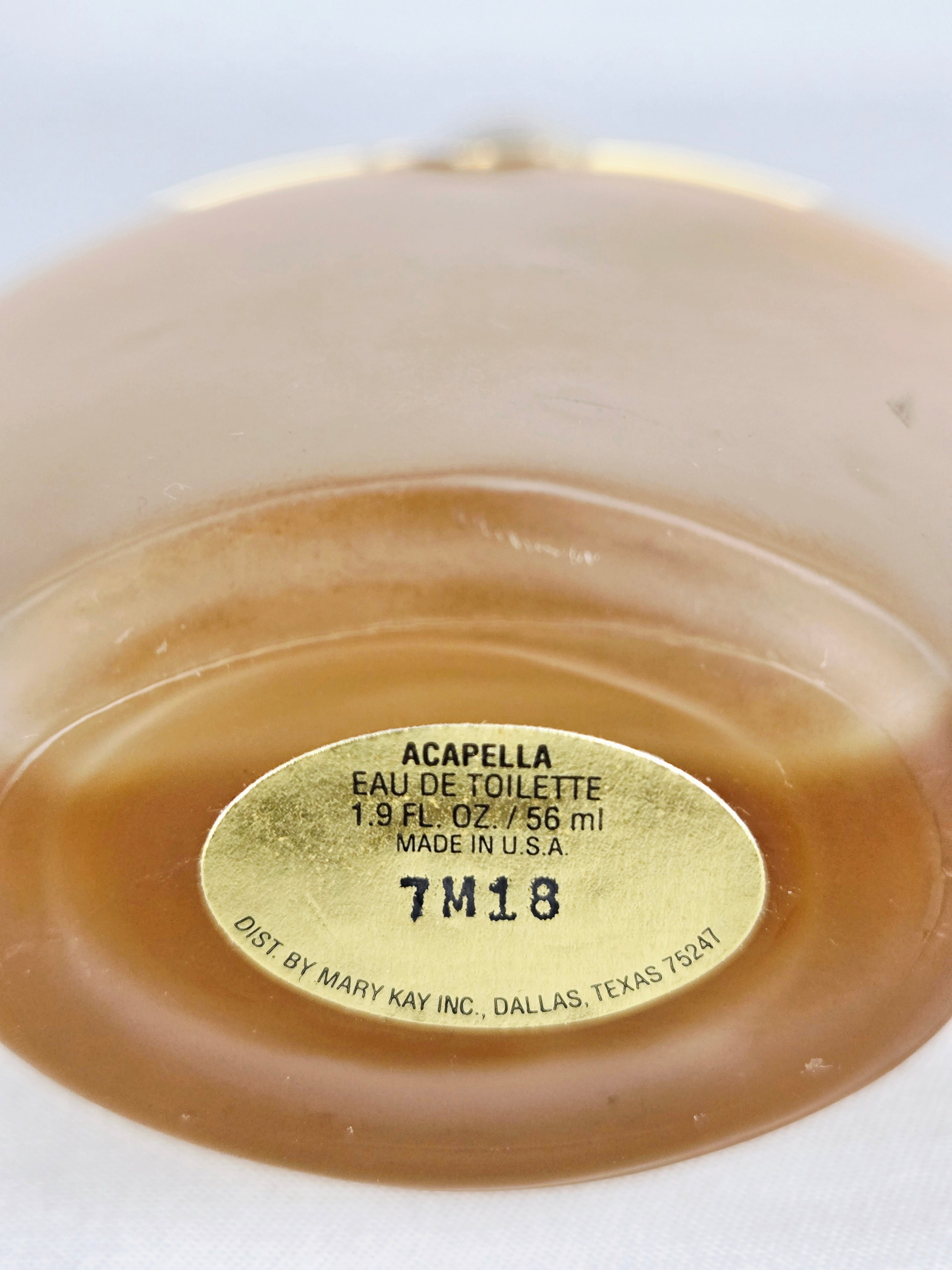 Vintage Mary Kay Acapella Eau de Toilette 1.9 oz 56ml Frosted Glass Gold Cap Perfume Rare