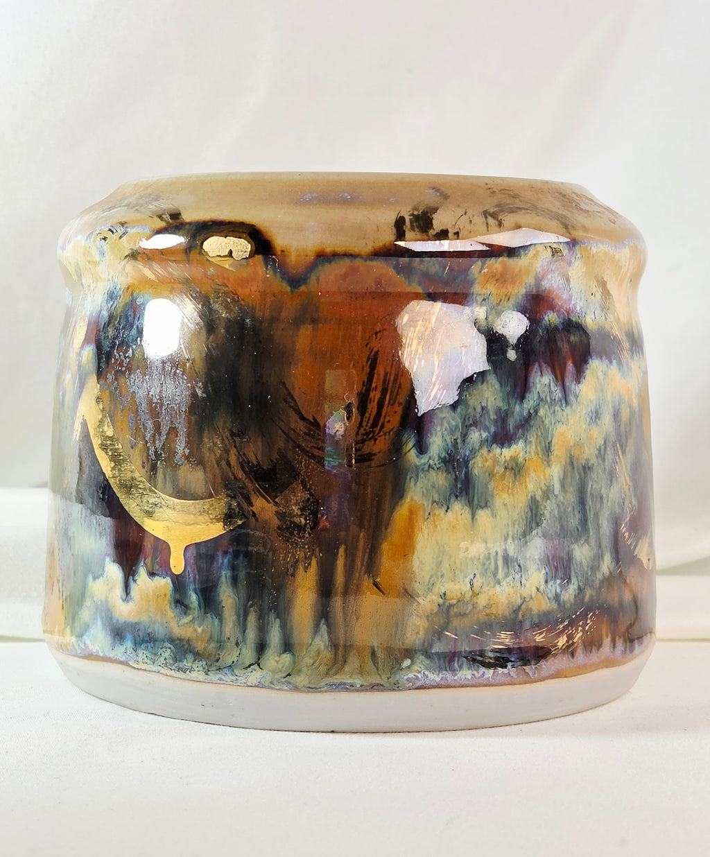 1991 Weintraub Signed Studio Art Pottery Vase – Iridescent Metallic Luster Glaze