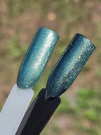 Feu Follet Green Nail Polish with Luminous Chartreuse & Gold Shimmer | Liquid Krystal Co