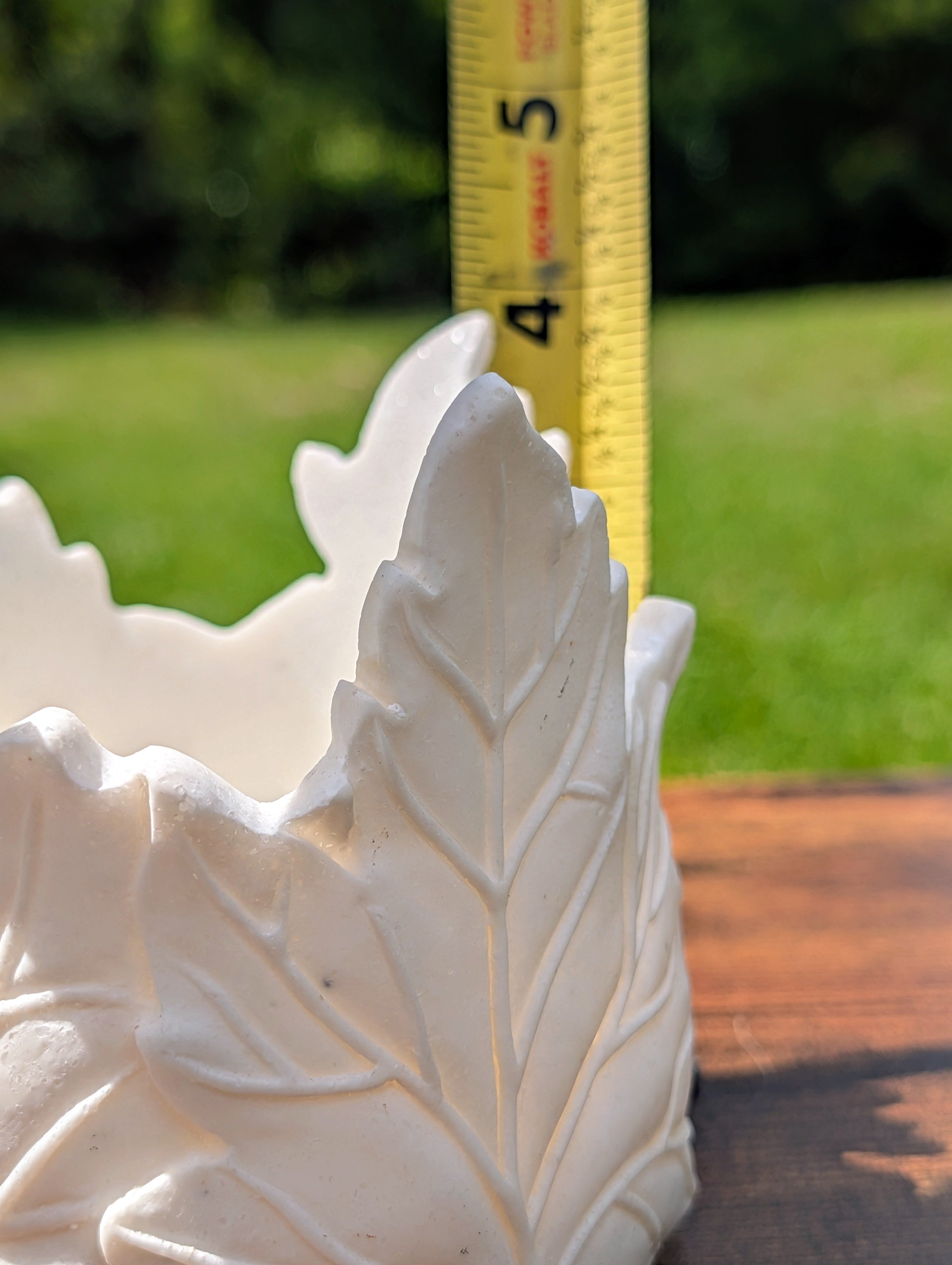Bath & Body Works Faux Marble Leaf Candle Holder | Ivory Sparkle Decor