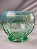 Fenton Green Opalescent Coca-Cola Gibson Girl Hand-Painted Rose Bowl