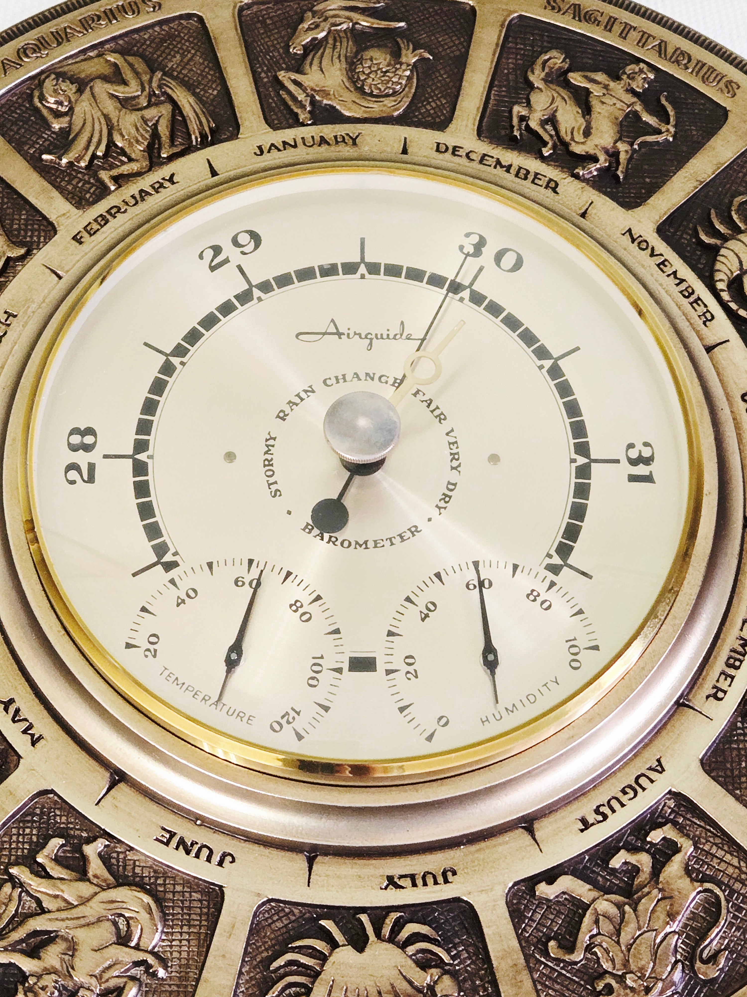 Airguide Zodiac Barometer Hygrometer Thermometer 14" Wall Plaque Vintage Astrology Decor