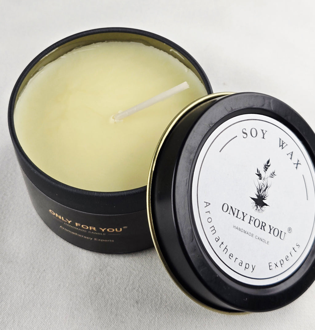 ONLY FOR YOU Soy Wax Candle Aromatherapy Experts Black Tin Handmade Candle Minimalist Spa Candle
