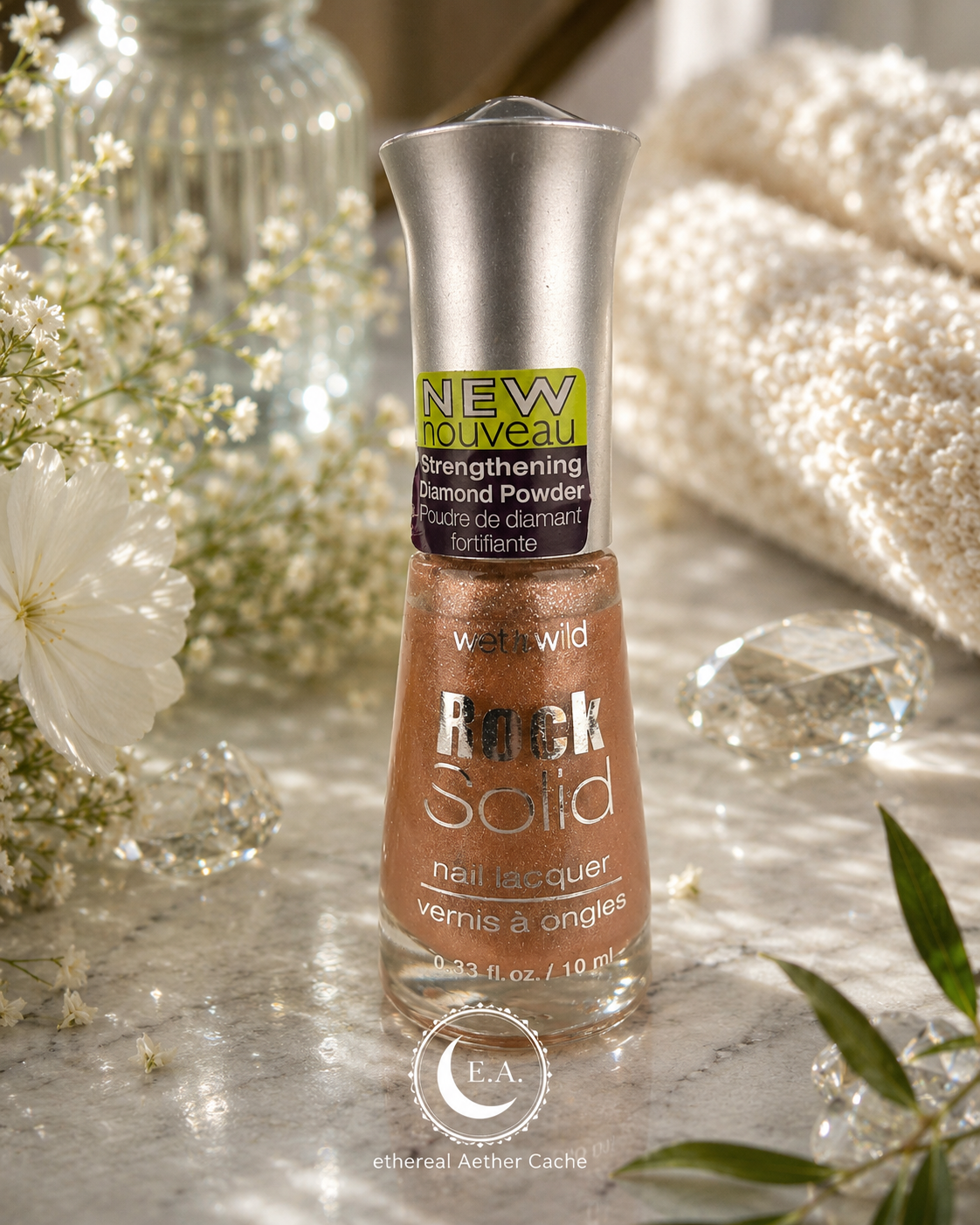 Wet n Wild Rock Solid Nail Lacquer 226 Beautiful in Bronze Diamond Powder Collectible