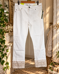 INC International Concepts White Embroidered Cuff Straight Leg Crop Jeans — NWT Size 6