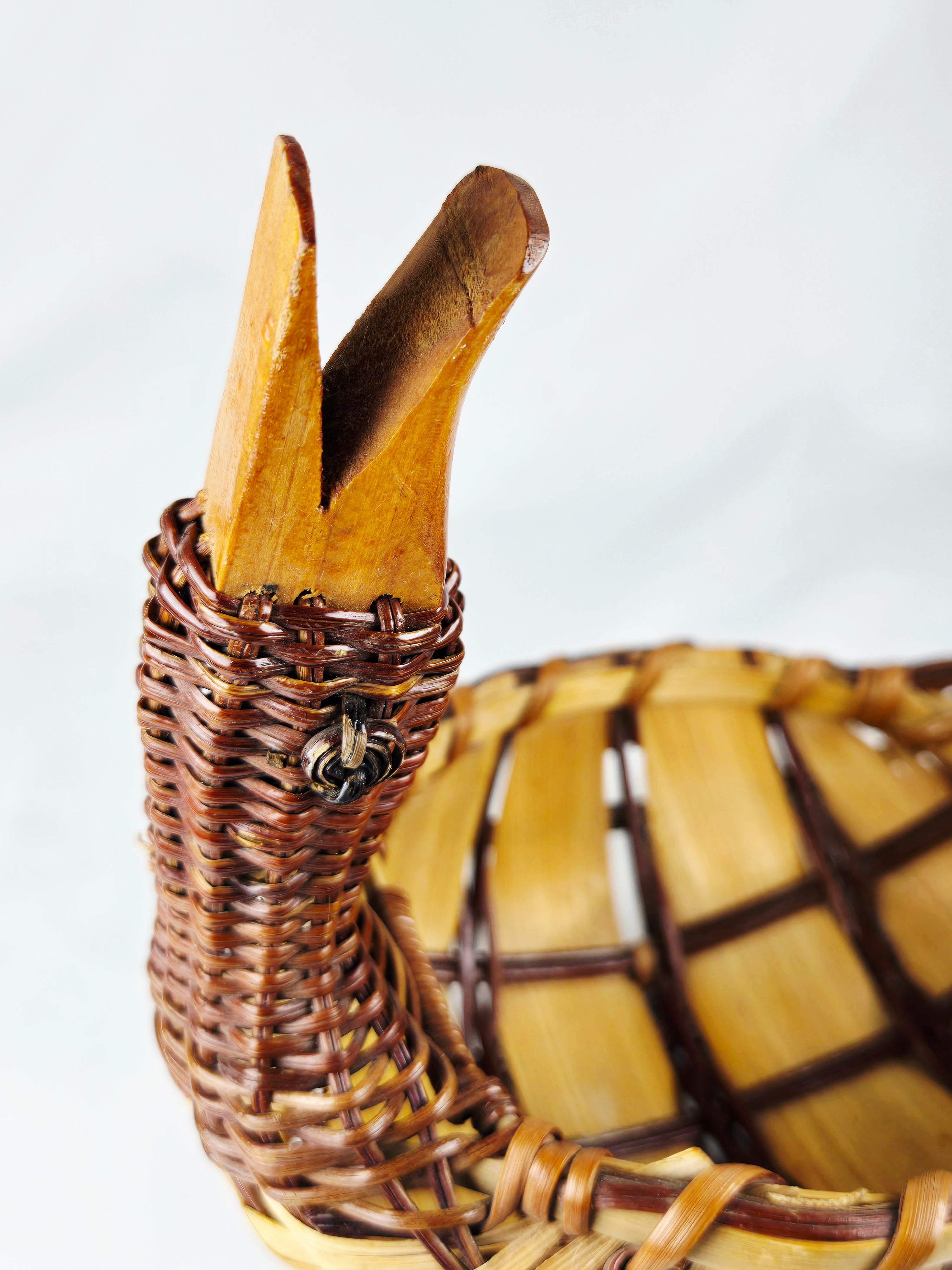 Handwoven Vintage Duck Basket | Rustic Folk Art | 6” x 5”
