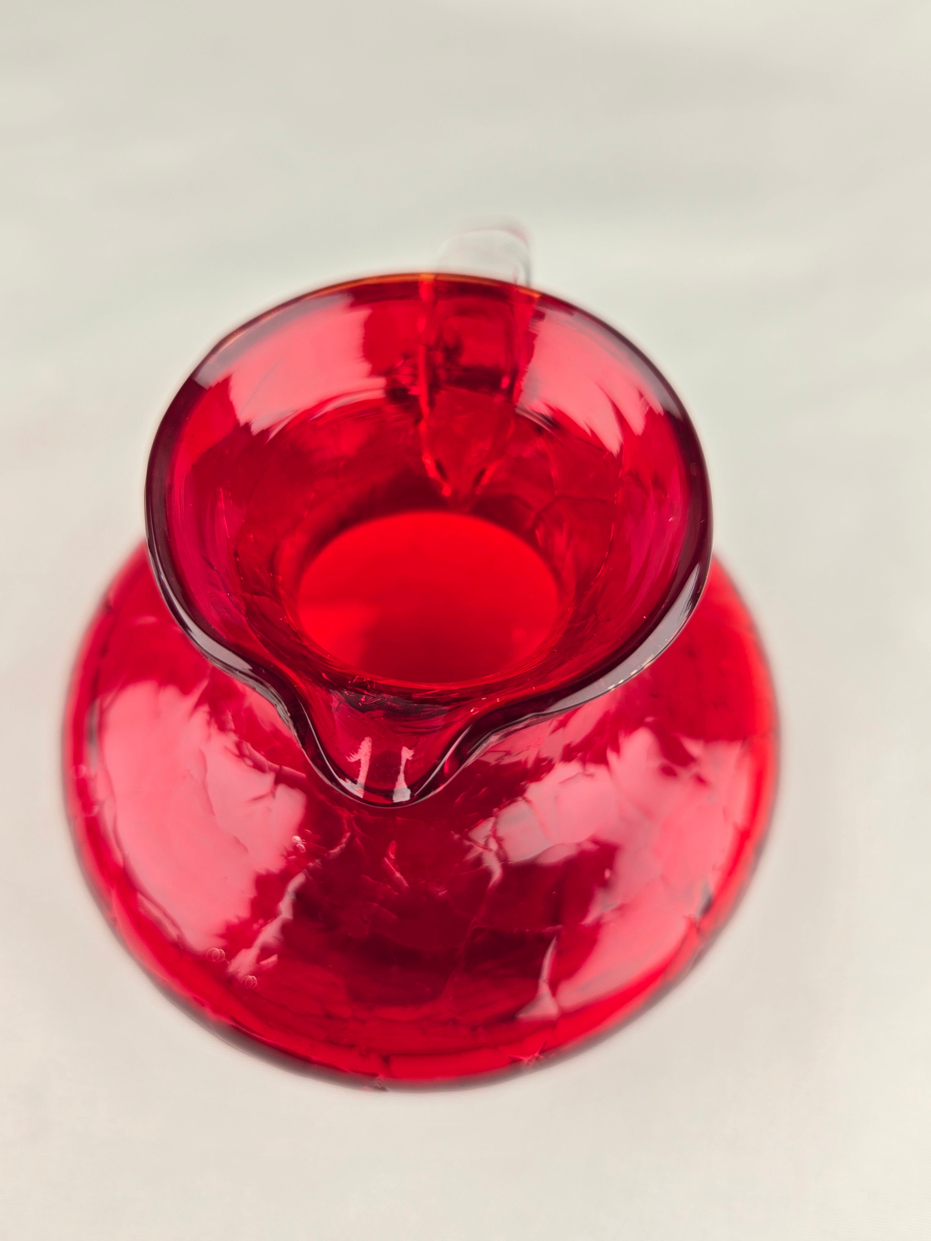 Crackle Glass Vintage Red Mini Pitcher Creamer – Handled Glass Pitcher