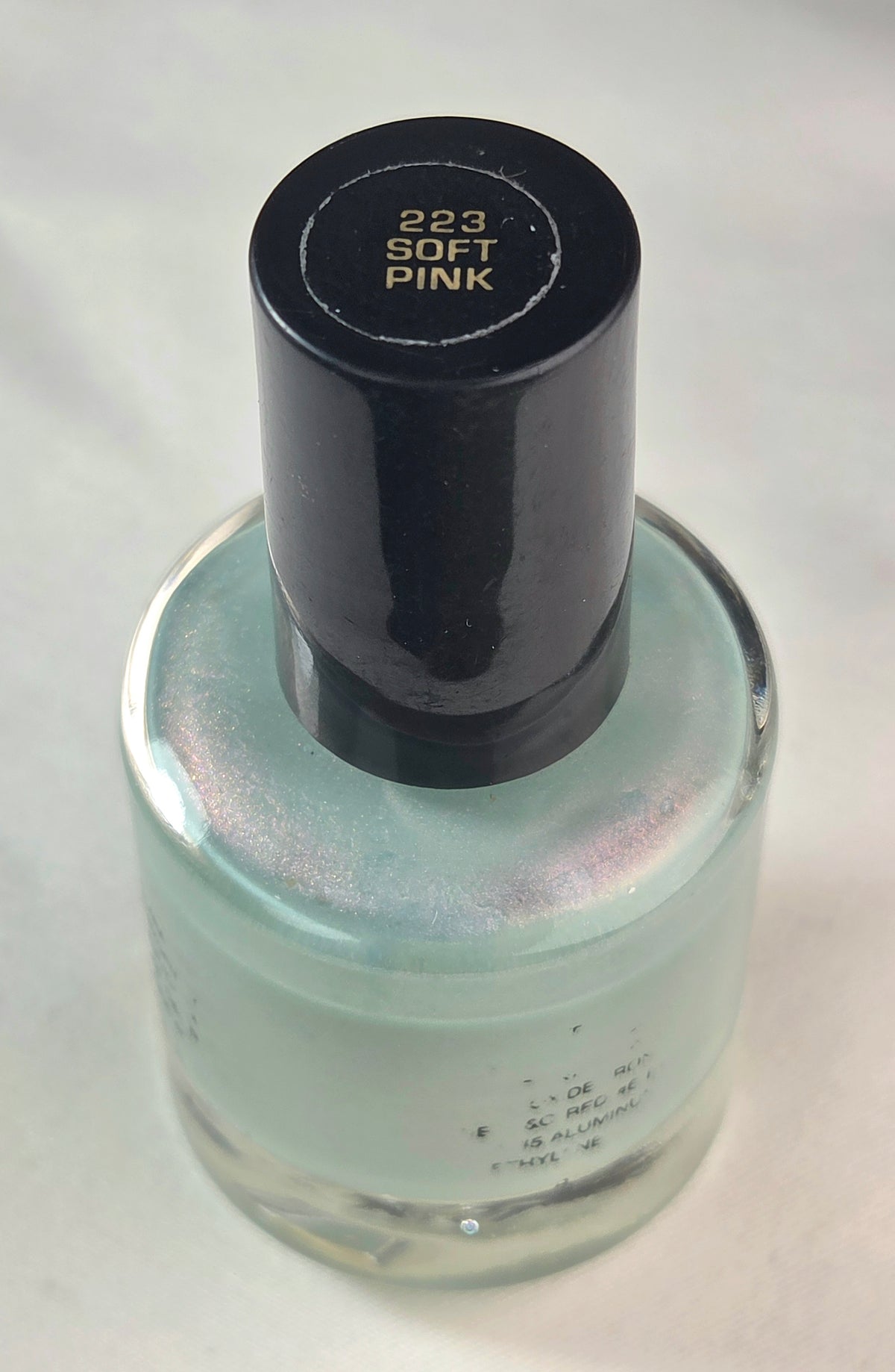 Vintage Sinful Colors #223 Nail Polish Soft Mink / Soft Pink Label Variation Aqua Pink Orange Shimmer