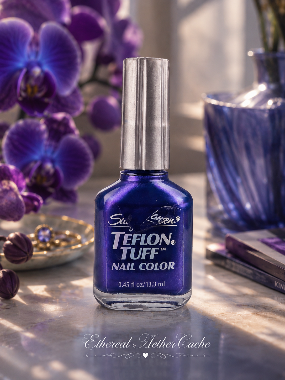 Sally Hansen Teflon Tuff Night Sky Frost 09 Vintage Nail Color Blue Purple Frost