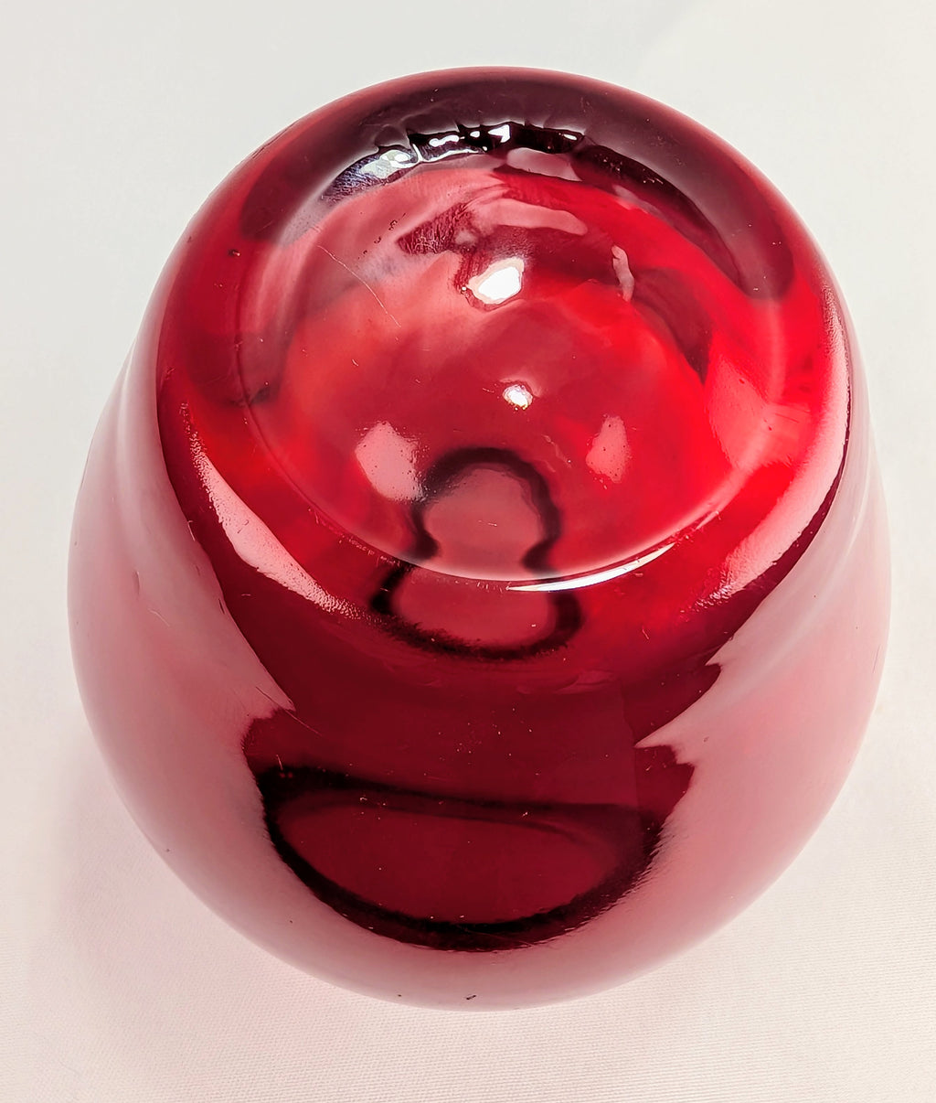 Vintage Ruby Red Art Glass Bud Vase Heavy Blown Glass Cranberry Display