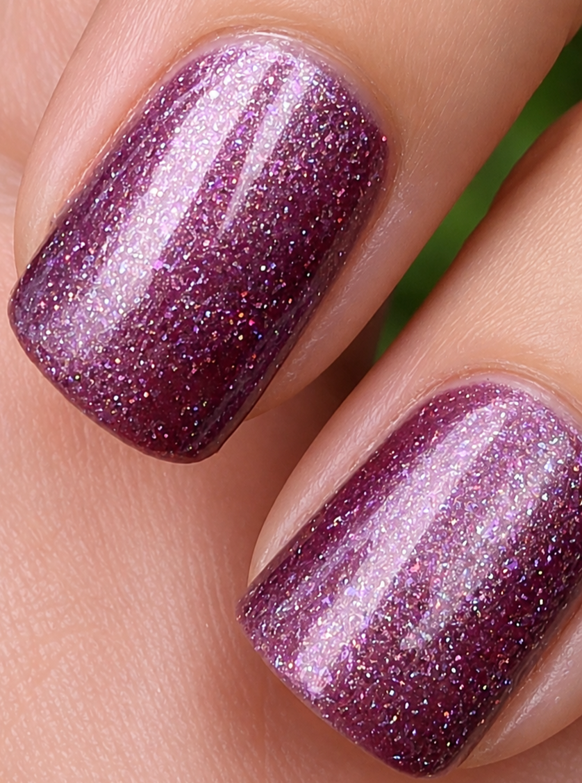 Liquid Krystal Co. Orchid Glitch| One-of-a-Kind Prototype Nail Lacquer | Dusty Orchid Holographic Shimmer | Handmade Indie Nail Polish