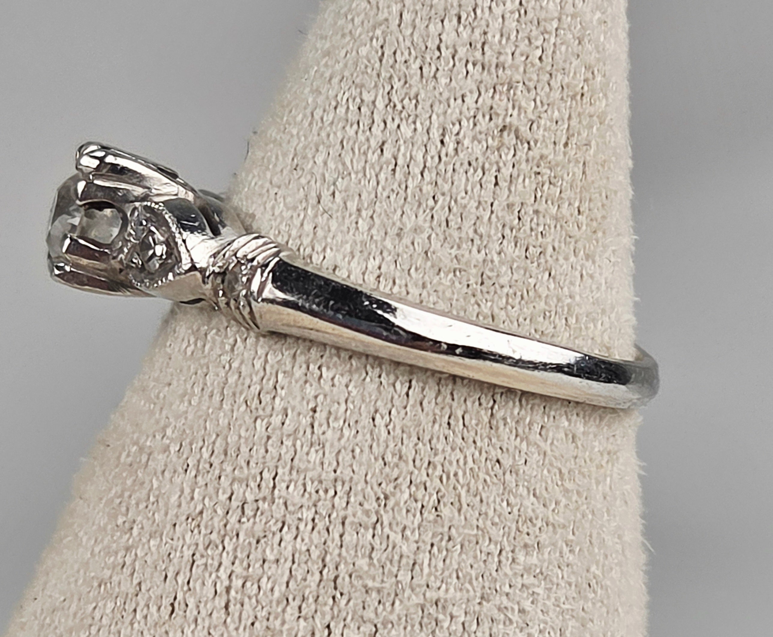 Antique Platinum Diamond Engagement Ring - EGL USA Certified - Size 5.5
