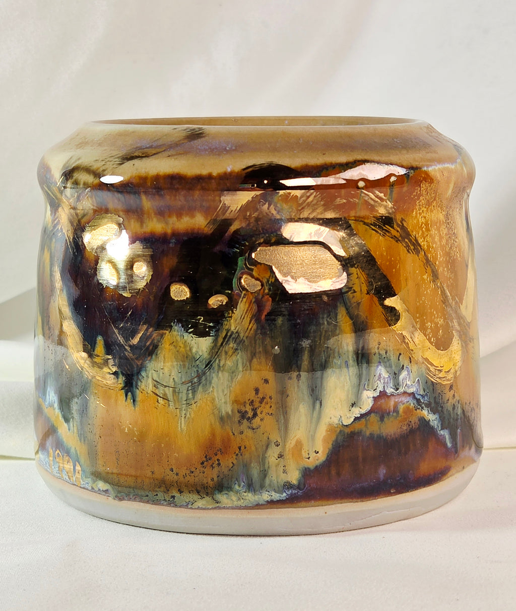 1991 Weintraub Signed Studio Art Pottery Vase – Iridescent Metallic Luster Glaze