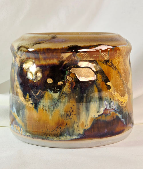 1991 Weintraub Signed Studio Art Pottery Vase – Iridescent Metallic Luster Glaze