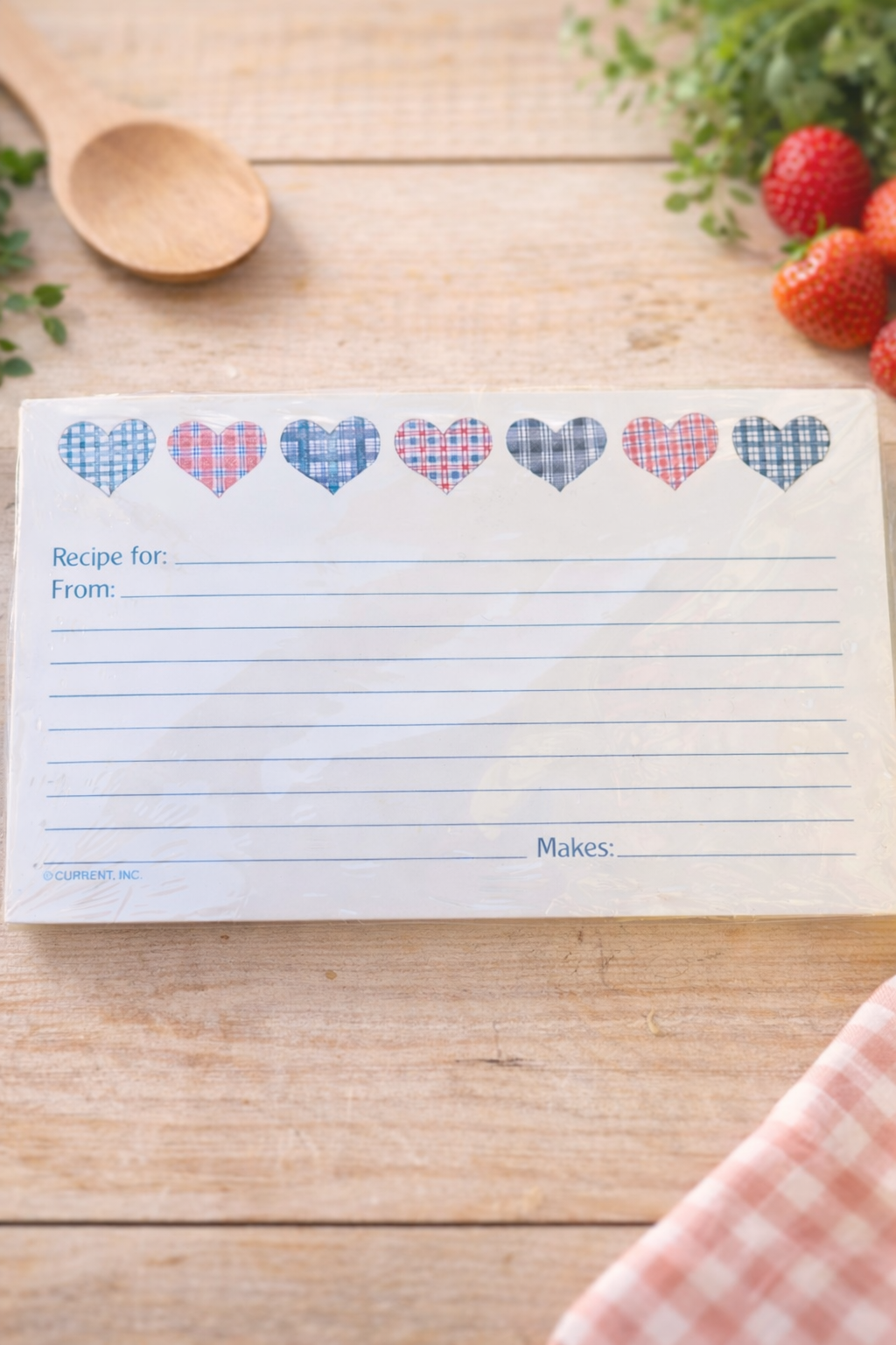 Plaid Heart Recipe Cards — Farmhouse-Inspired Kitchen Stationery cottagecore farmhouse recipe index cards