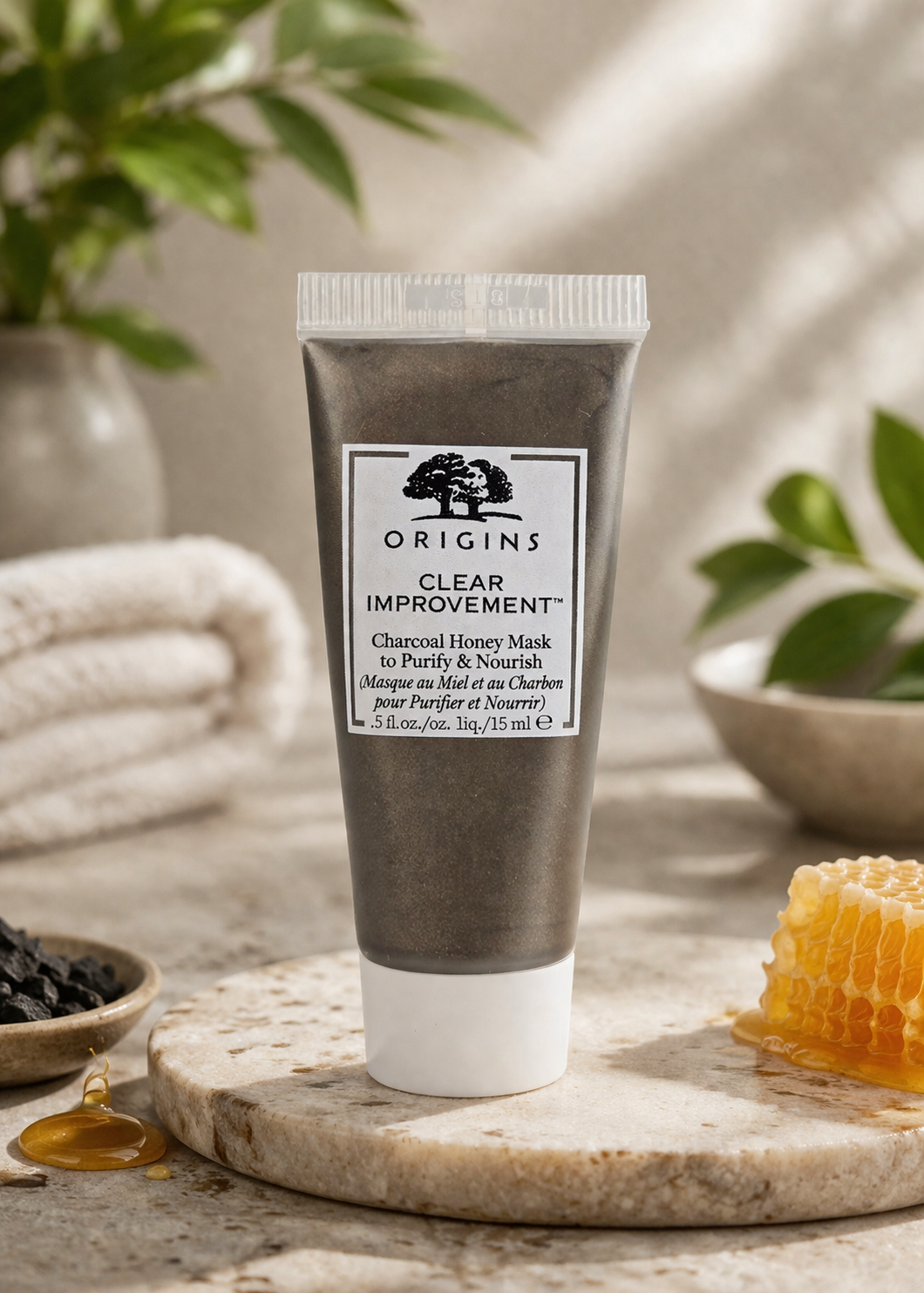 Origins Clear Improvement™ Charcoal Honey Mask to Purify & Nourish 0.5 oz — Detoxifying & Hydrating Treatment