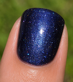 Galactic Abyss- Deep Black Purple Jelly Holographic Shimmer Nail Lacquer with Blue Violet Sheen | Liquid Krystal Co Handmade Indie Nail Polish
