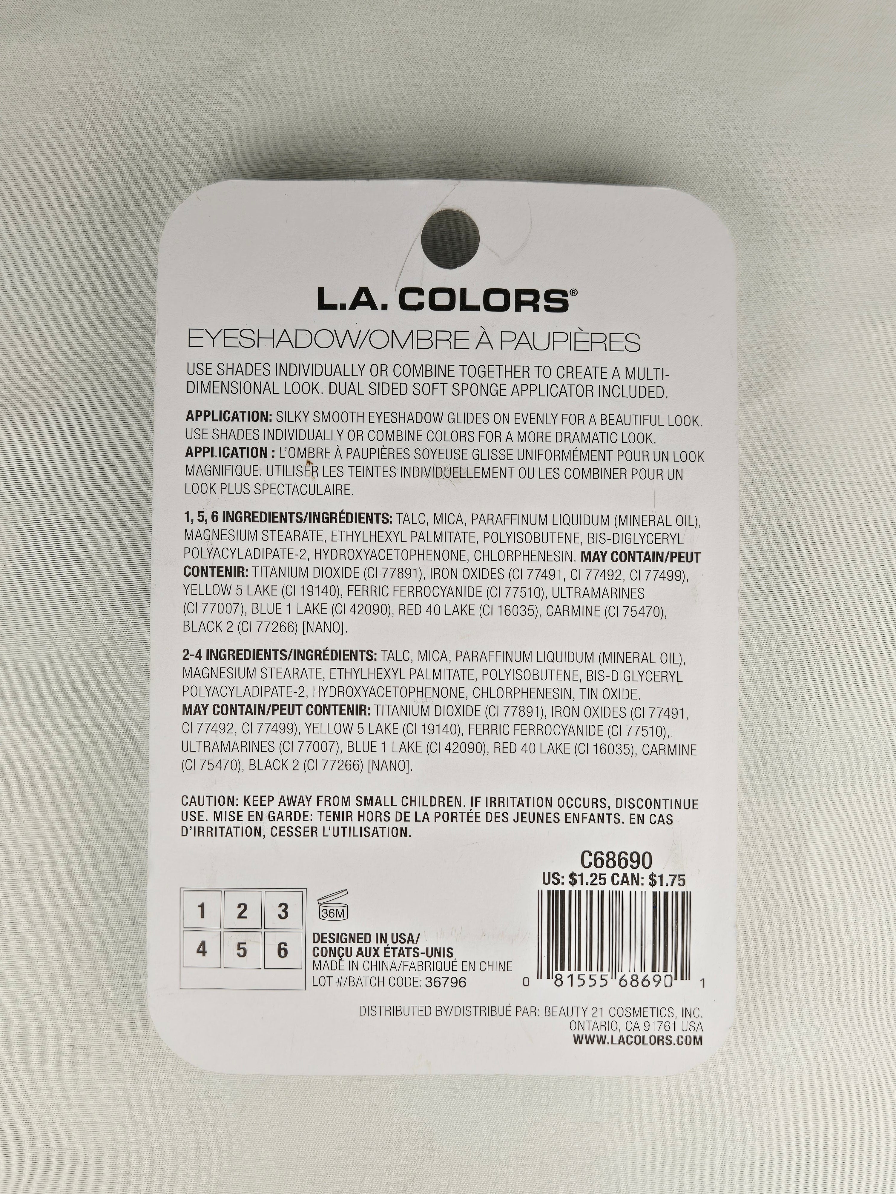 L.A. Colors Lucky 6 Color Eyeshadow Palette C68690 Green Gold Shimmer Crease Proof Makeup