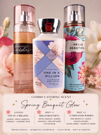 Bath & Body Works Spring Bouquet Glow Layering Combo Set | One In A Million Lotion + Hello Beautiful + A Thousand Wishes Mist