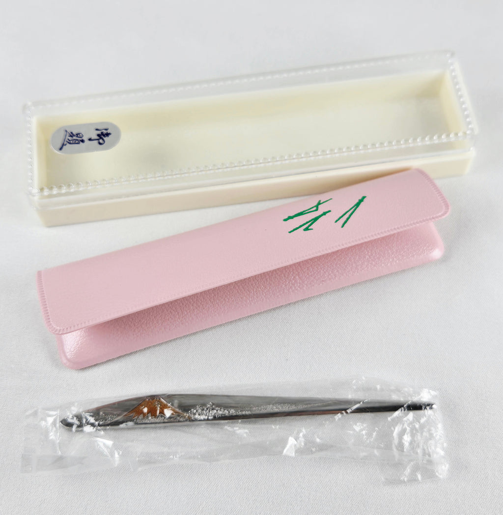 Gold & Silver-Tone Mount Fuji Hair Stick with Hanko Tag | Vintage Japanese Adornment (4”)