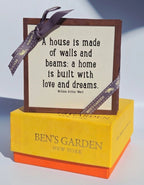 Ben’s Garden New York Copper Framed Quote Coasters Set – “A House Is Made of Walls and Beams” Inspirational Home Decor
