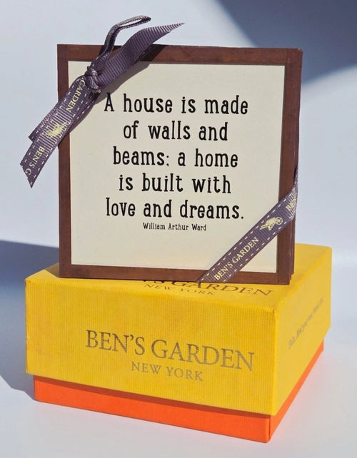Ben’s Garden New York Copper Framed Quote Coasters Set – “A House Is Made of Walls and Beams” Inspirational Home Decor