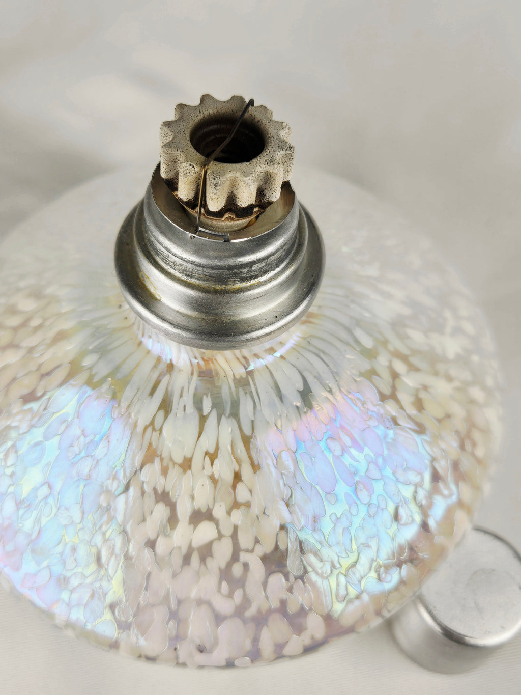 Iridescent Mosaic Glass Oil Lamp w/ Cap | Handblown Look | Cozy Hearth & Home Décor