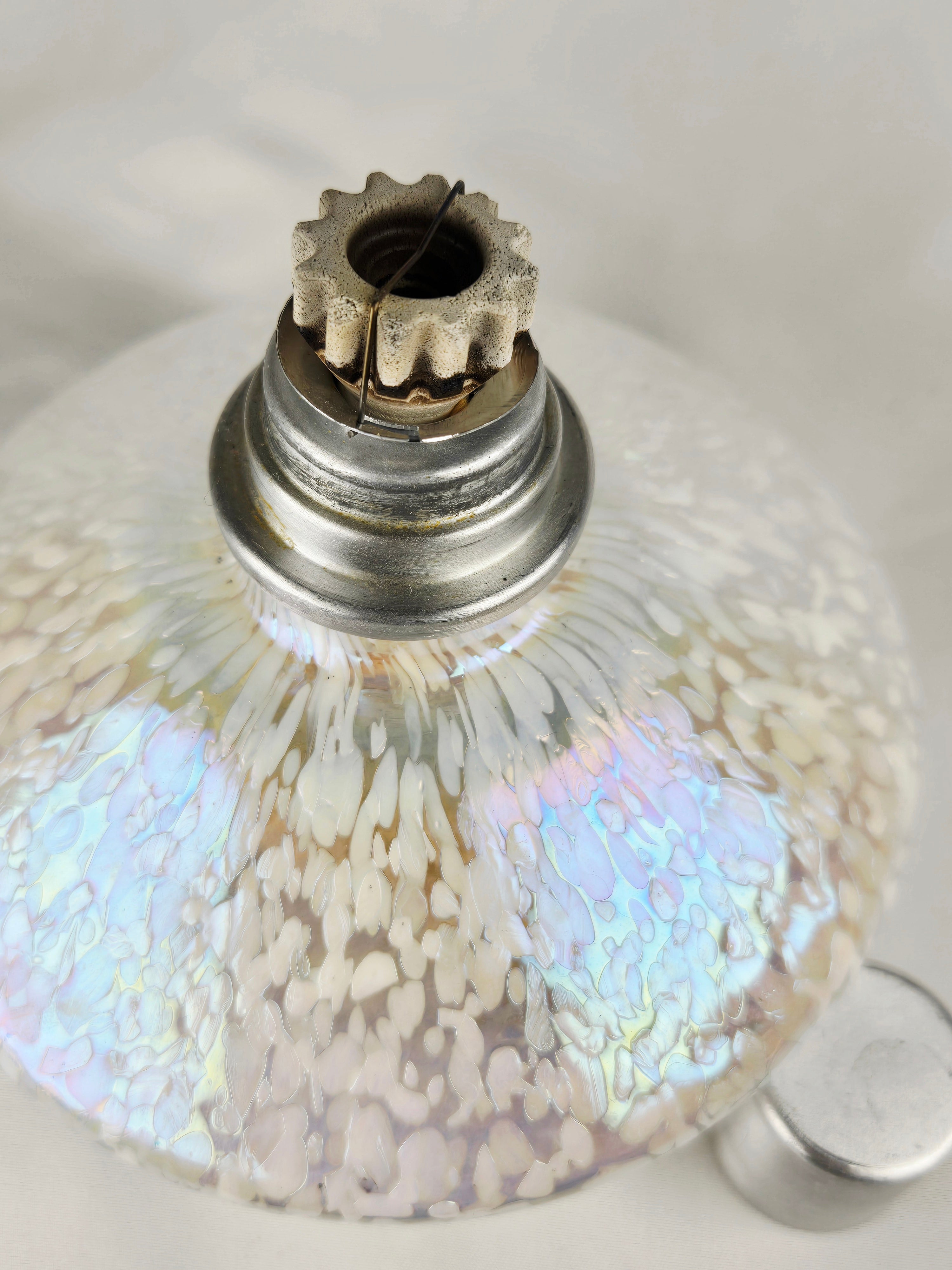 Iridescent Mosaic Glass Oil Lamp w/ Cap | Handblown Look | Cozy Hearth & Home Décor
