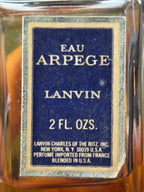 Vintage Lanvin Eau Arpège Perfume 2 fl oz Classic French Fragrance Bottle