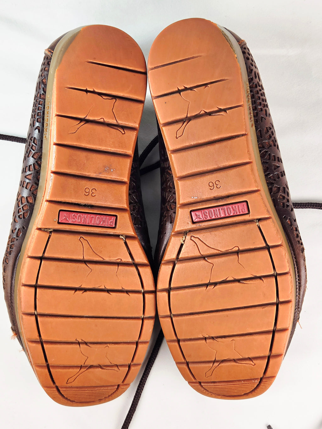 Pikolinos Brown Leather Laser Cut Lace Up Shoes EU 36 Artisan Comfort Oxfords