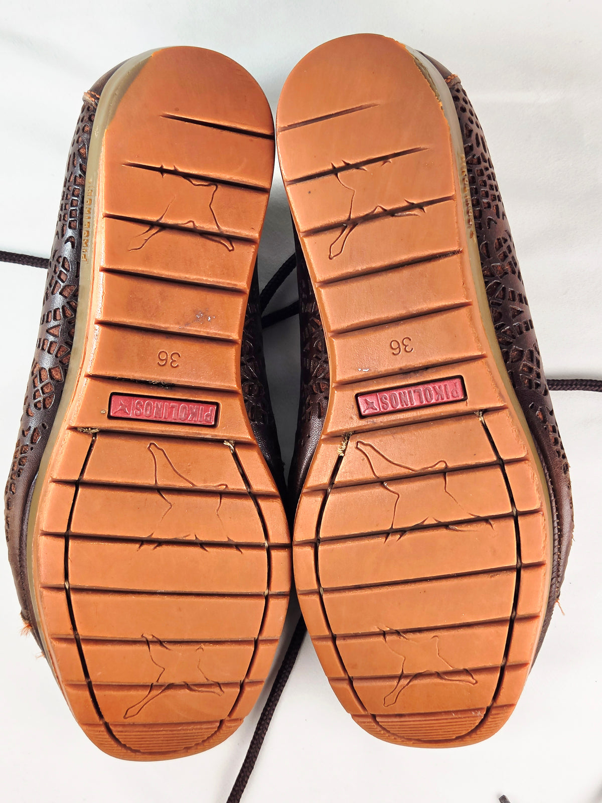 Pikolinos Brown Leather Laser Cut Lace Up Shoes EU 36 Artisan Comfort Oxfords