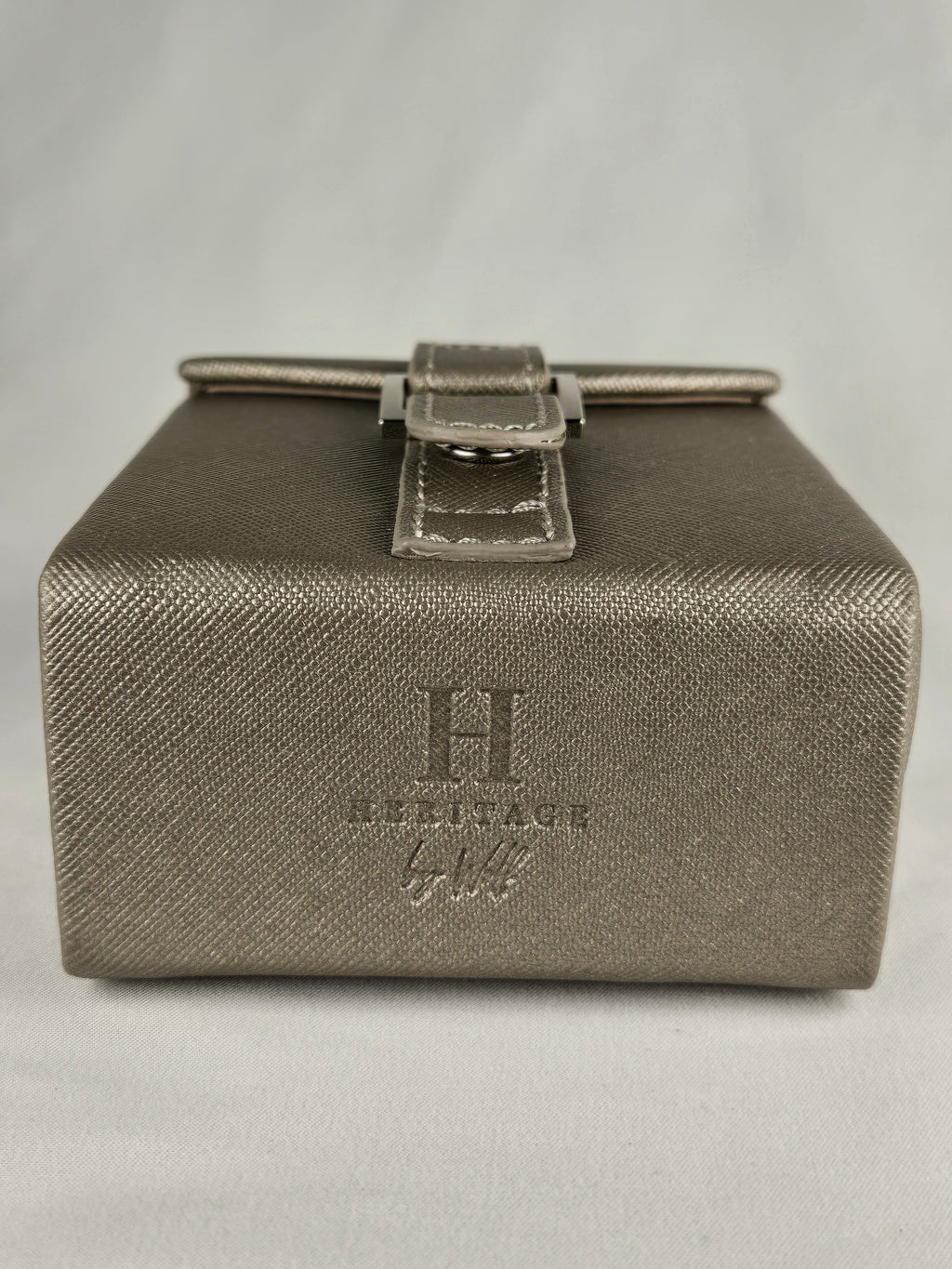 Heritage by WOLF Travel Jewelry Case — Metallic Taupe / Platinum Tone