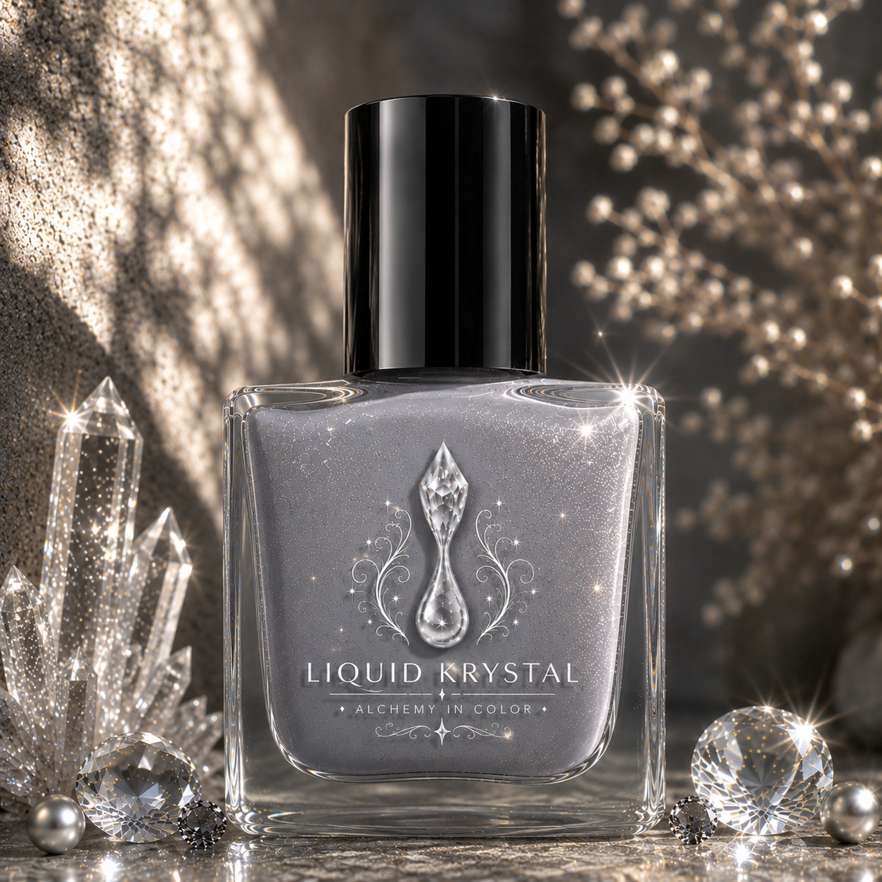Slate Frost | Gray Crelly Nail Polish with Subtle Silver Microshimmer | Liquid Krystal Co.