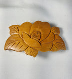 Carved Wooden Flower Barrette | 3.25" Floral Wood Hair Clip Vintage Style