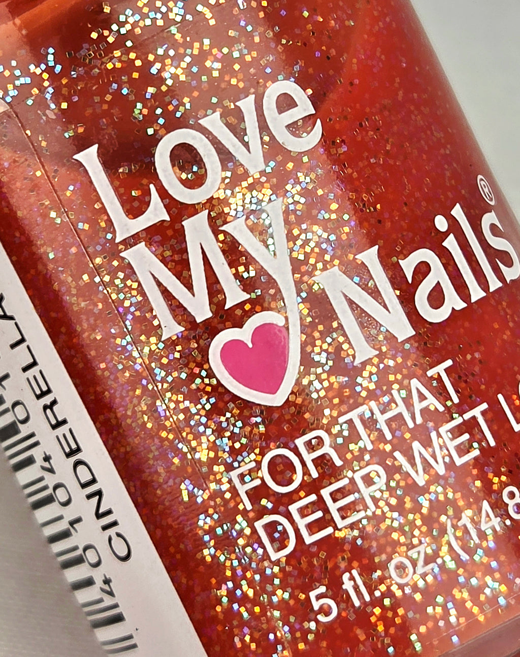 Love My Nails Cinderella 1515 Glitter Nail Polish Orange Holographic Vintage Collectible