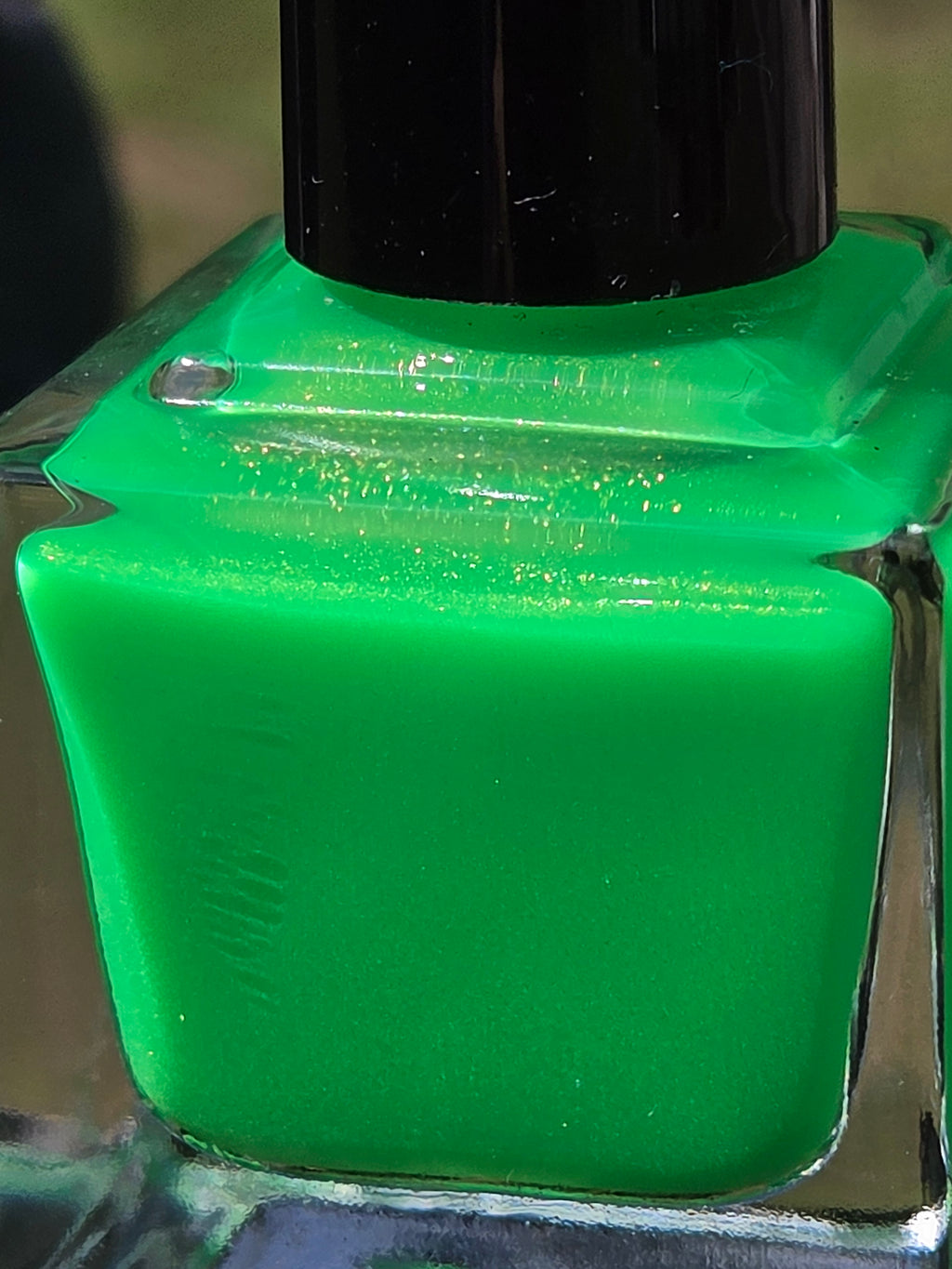 Ectophoria- Neon Radioactive Green Gold Shimmer Glow In The Dark Blacklight Reactive Indie Lacquer Handmade Indie Nail Polish