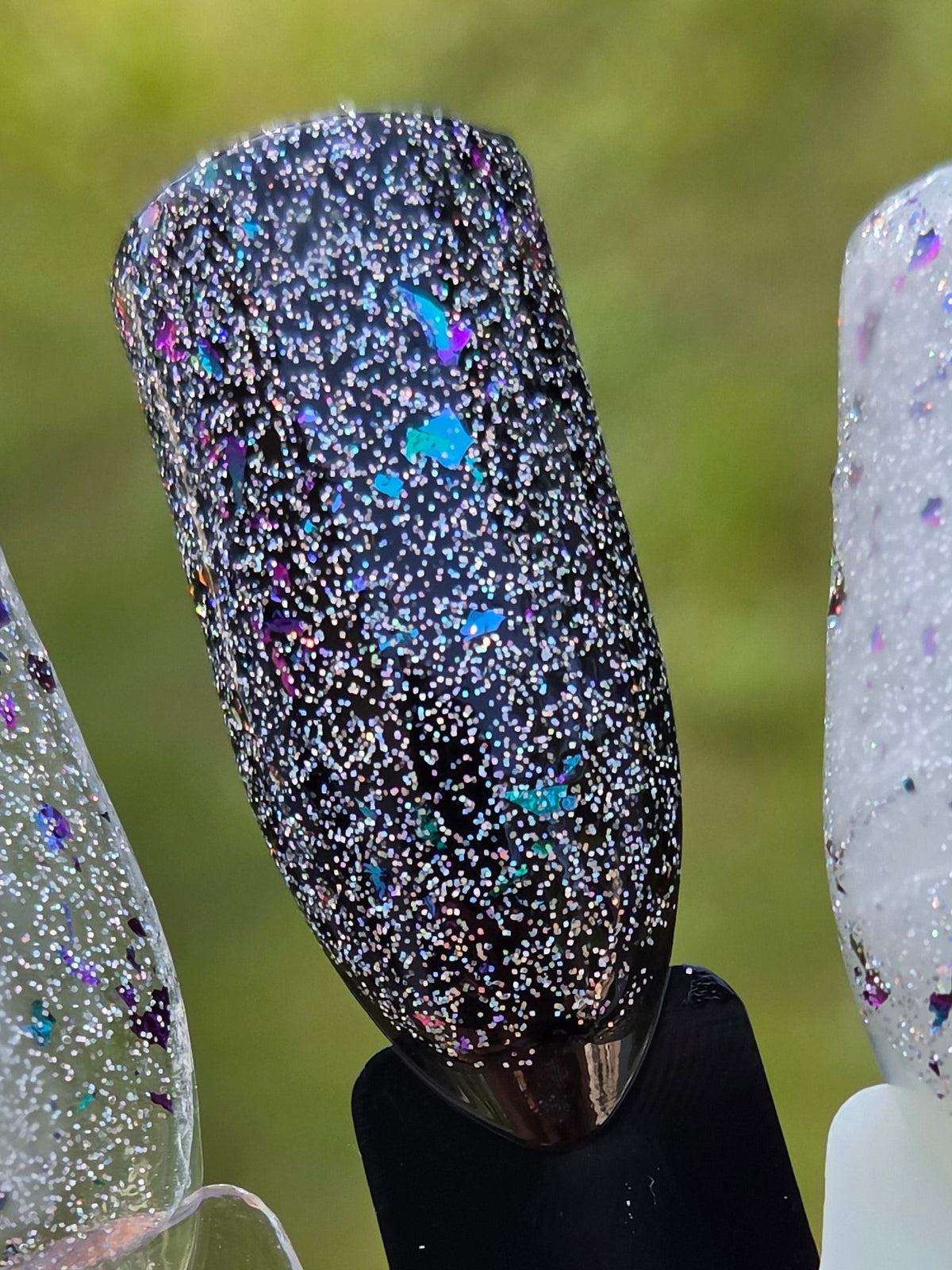 Aetherdust – Silver Holographic Nail Polish with Multichrome Chameleon Flakes | Sheer Buildable Indie Lacquer - Liquid Krystal Co