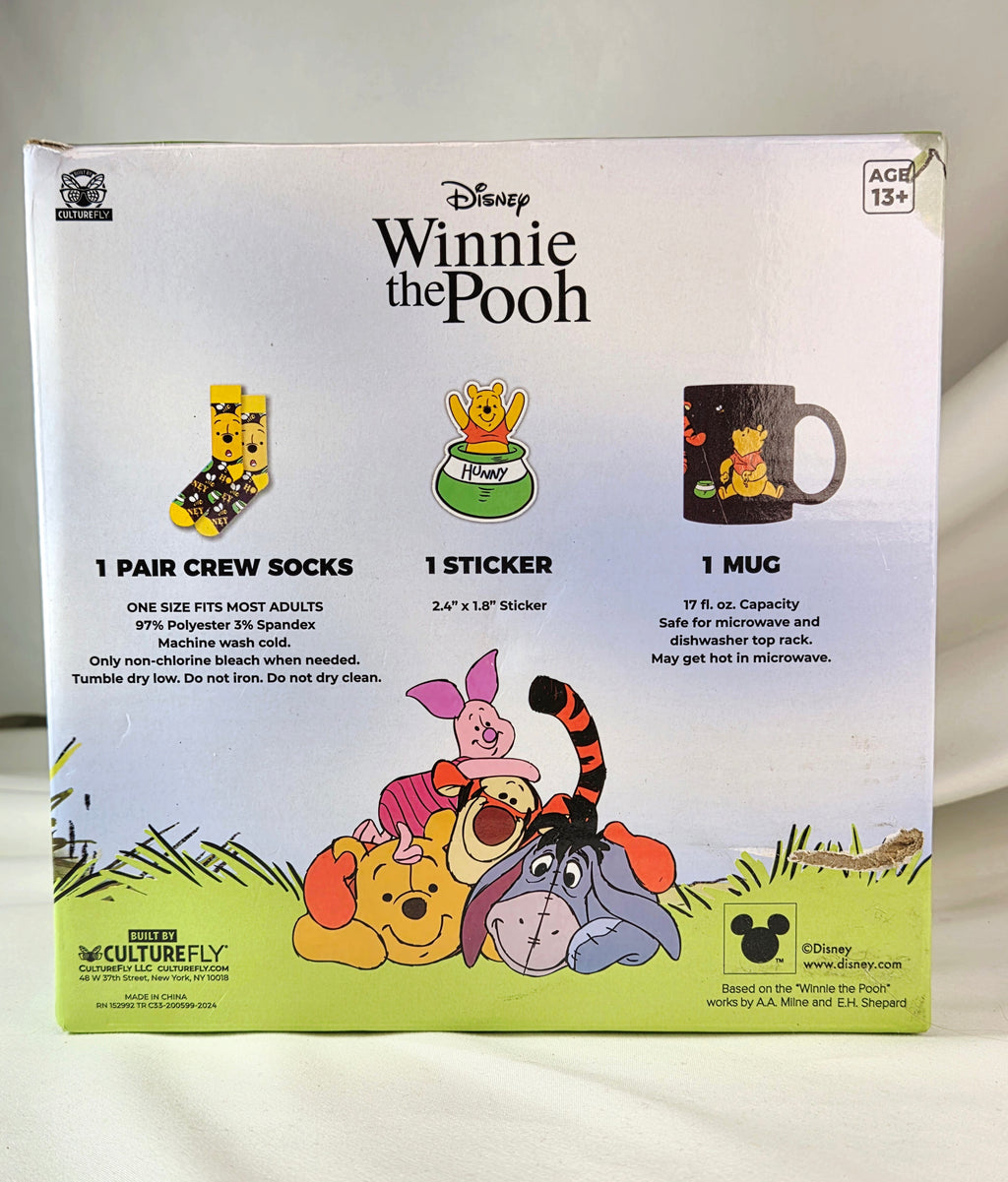 Disney Winnie the Pooh Sock in a Mug Set CultureFly Mug Socks Sticker Gift Set 17 oz