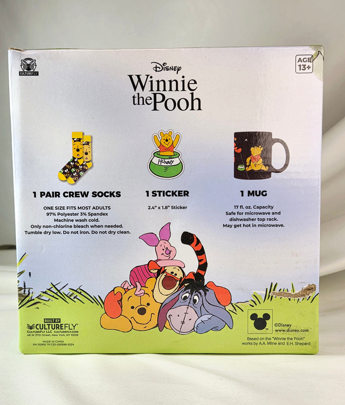 Disney Winnie the Pooh Sock in a Mug Set CultureFly Mug Socks Sticker Gift Set 17 oz