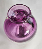 Vintage Signed R. Strand Swedish Art Glass Bud Vase 3.5" Amethyst Purple Clear MCM