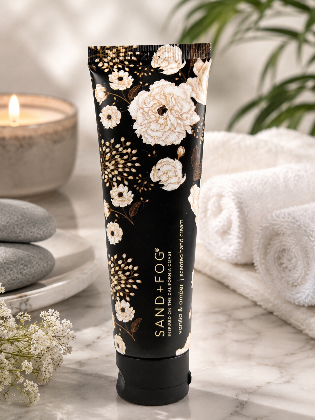 Sand + Fog Vanilla & Amber Scented Hand Cream Floral Botanical Moisturizing Hand Lotion