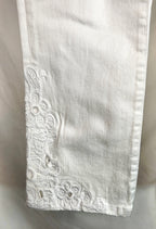 INC International Concepts White Floral Embroidered Straight Leg Crop Jeans Size 6 NWT