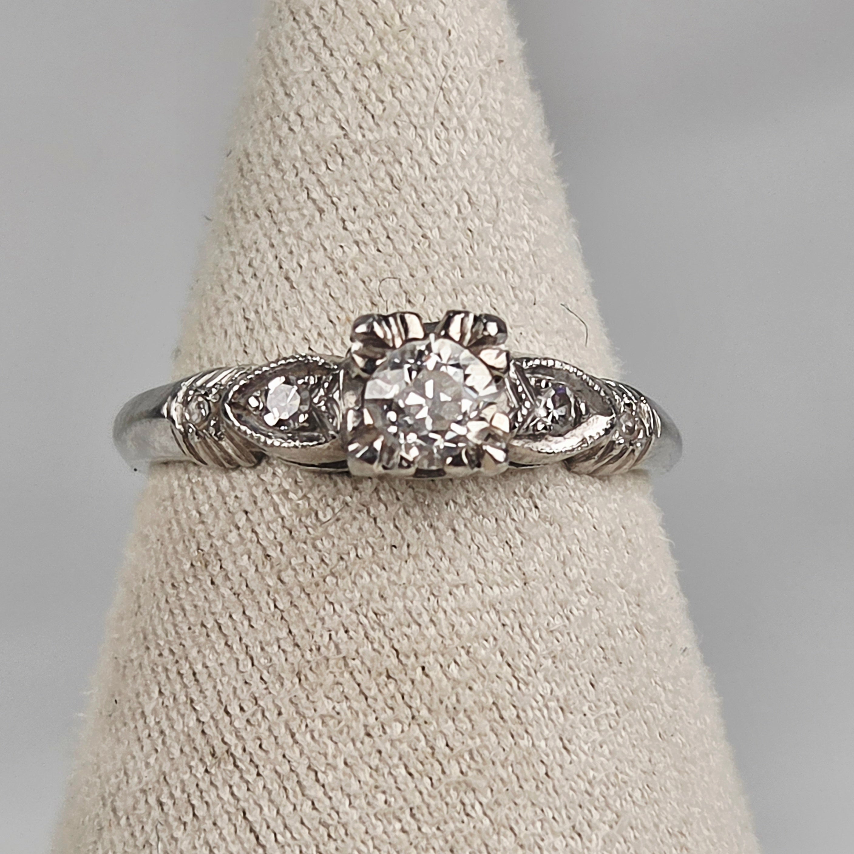 Antique Platinum Diamond Engagement Ring - EGL USA Certified - Size 5.5