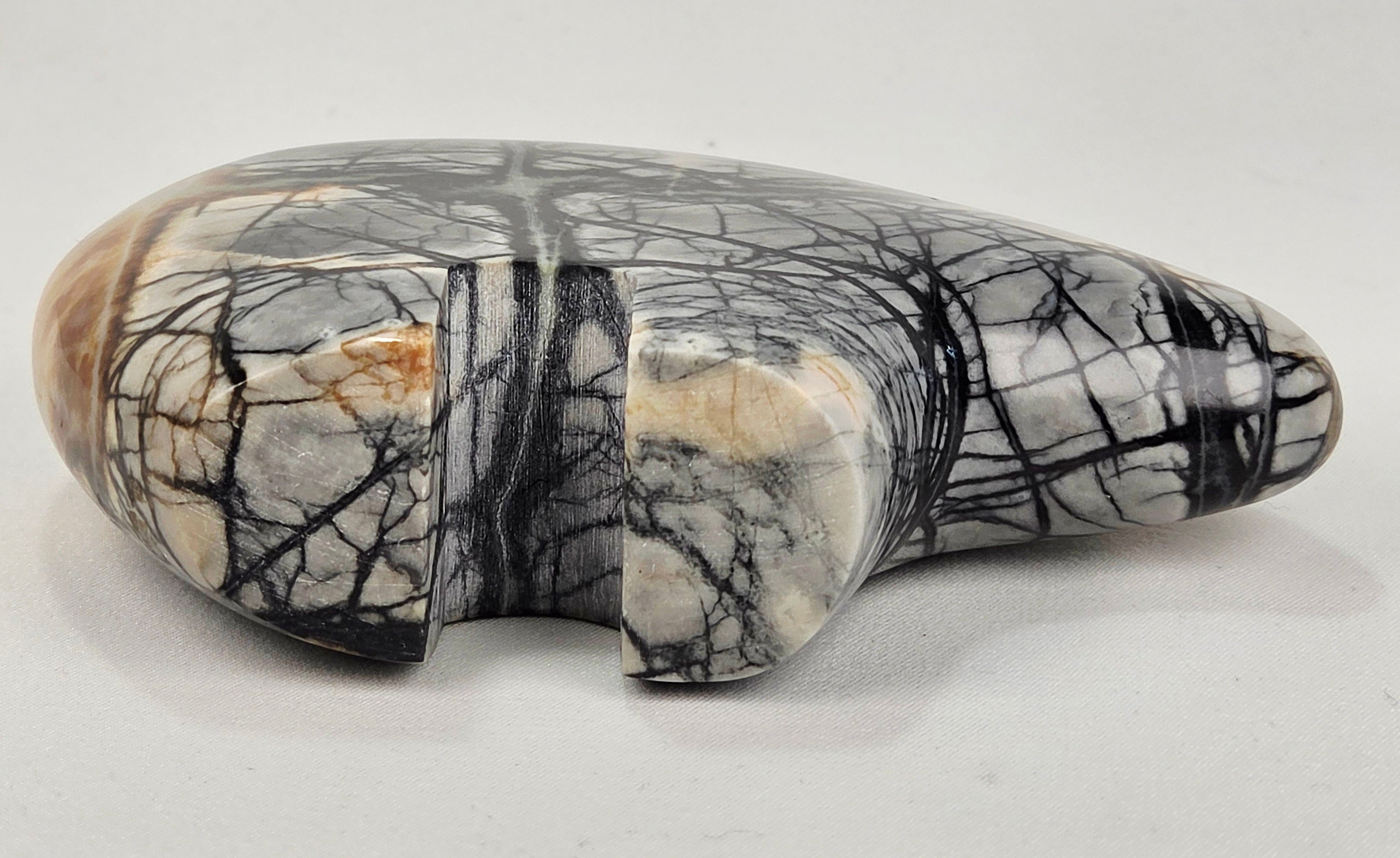 Picasso Jasper Zuni Fetish Bear Carving Sculpture – Natural Stone Animal Figurine, Earth Tone Home Decor, Rustic Boho Accent XL