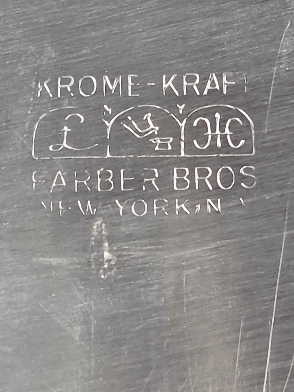 Vintage Farber Bros Krome-Kraft Amethyst Glass Creamer Sugar Bowl & Chrome Tray