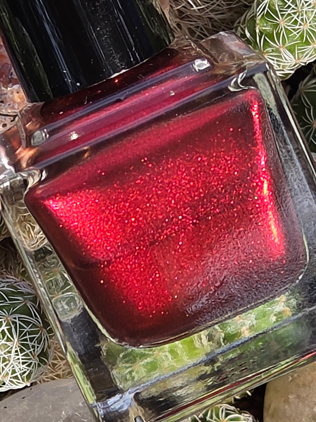 Incarnadine – Liquid Krystal Co. Indie Nail Polish | Black Jelly Base Metallic Crimson Red Shimmer Handmade Lacquer
