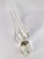 Mid Century Amber Genie Bottle Barware with Flame Stopper Art Glass Display