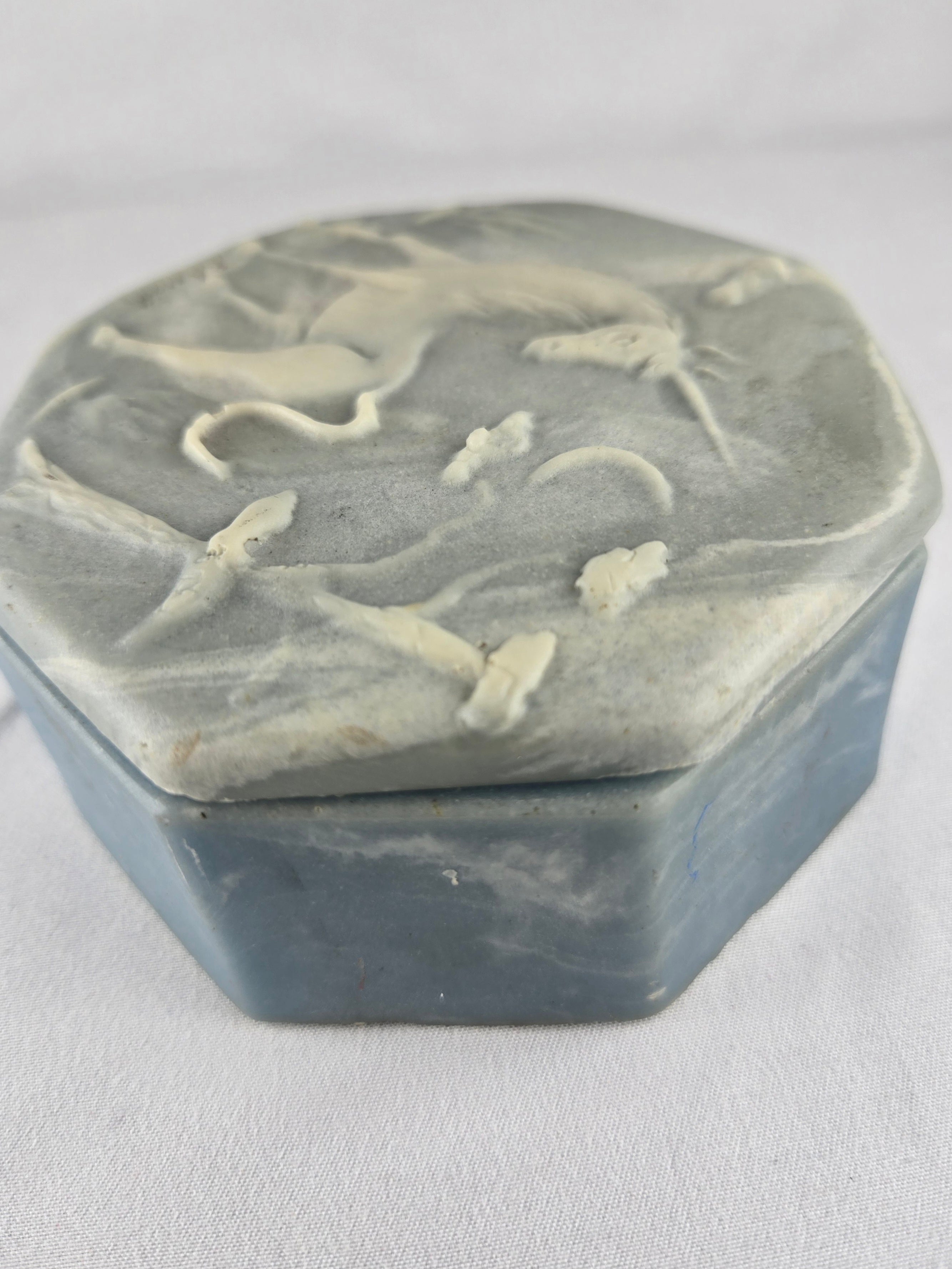 Robert Nemith Vintage Blue Soapstone Unicorn Trinket Box