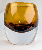 Amber Scandinavian Art Glass Vase Heavy Clear & Honey Glass Modern Decor
